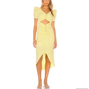 Song of Style Lena Midi Dress in Yellow Gingham XXS (Sold out on Revolve)